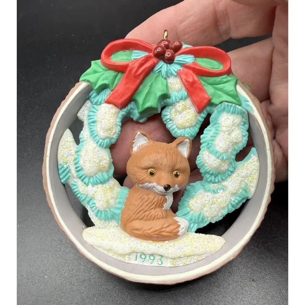 Hallmark Snowy Hideaway Fox Christmas Ornament 1993 Vintage No Box Lo16